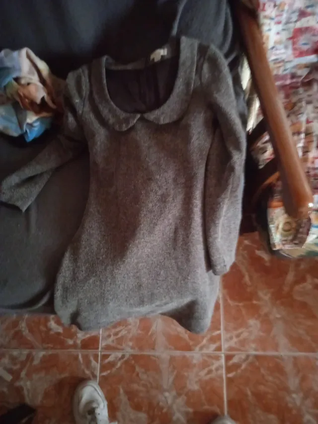 Vestido tweed cuello Peter Pan manga francesa