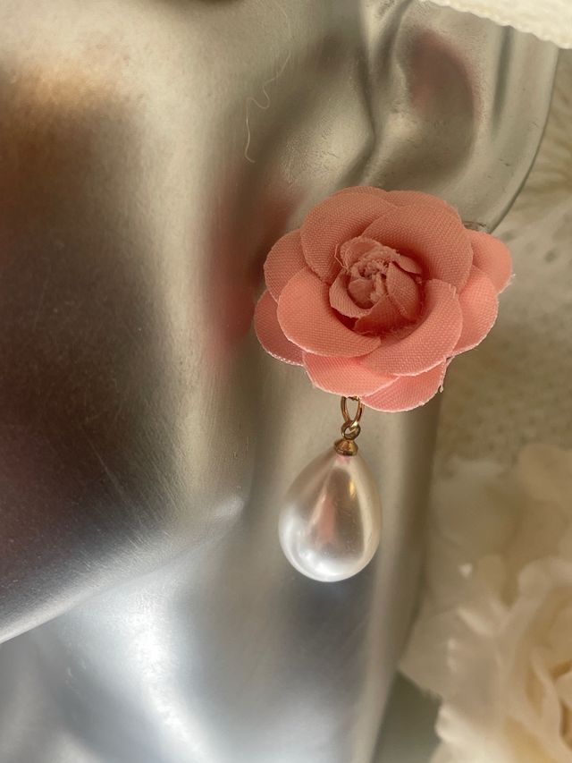 Pendientes Novia 15 años Flor Rosa y Perla