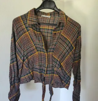 Camicetta crop Mango fantasia quadri