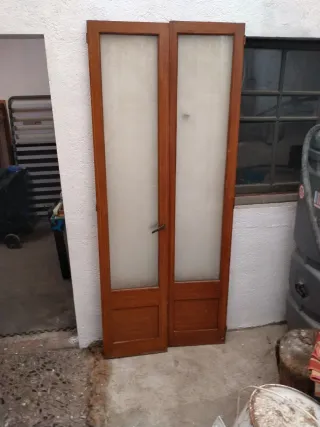 Puerta doble madera cristal 91x218cm