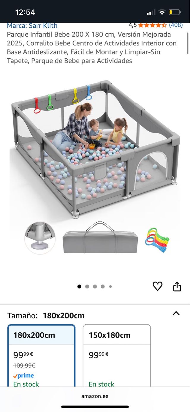 Parque infantil interior 180x200 cm