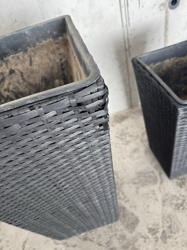 3 Maceteros Plástico Negro