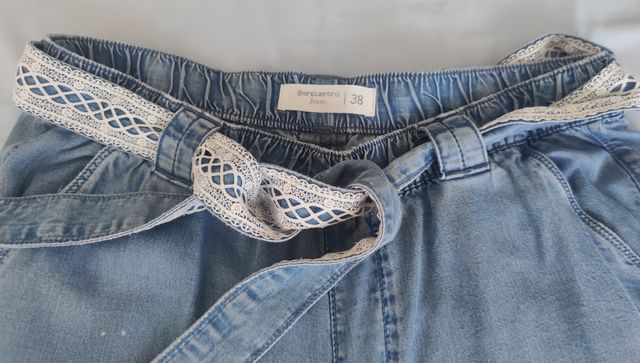 Pantalón fino Encuentro Jeans azul talla 38