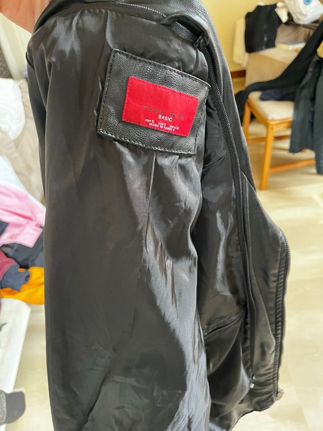 Giubbotto Pelle Zara Nero Nuovo