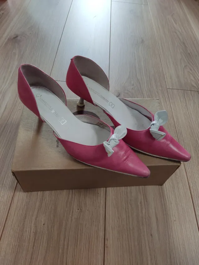 Zapatos piel tacón rosa mujer