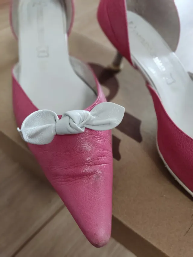 Zapatos piel tacón rosa mujer