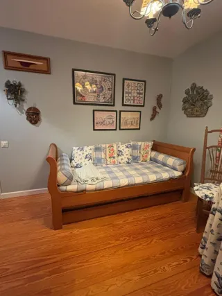 Bicama individual madera y tela luis XIV Italiana