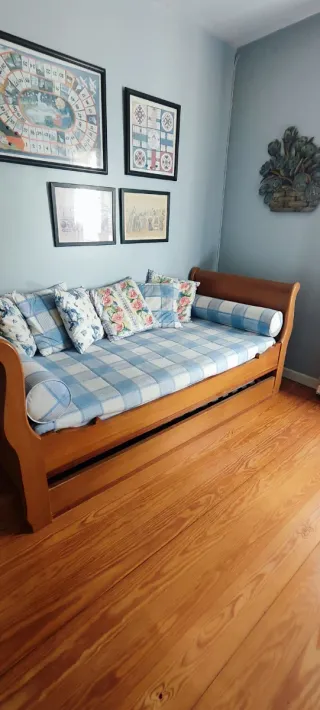 Bicama individual madera y tela luis XIV Italiana