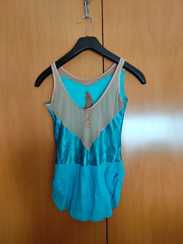 Maillot patinaje/disfraz turquesa brillante