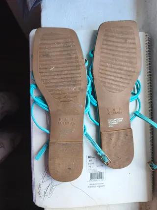 Sandalias planas Primark azul turquesa talla 38
