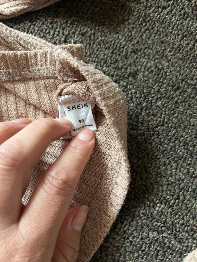 Conjunto niña 2 piezas marrón canalé