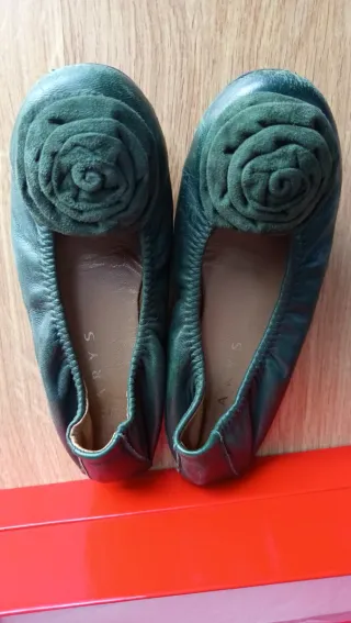 Bailarinas Clarys piel verde T.33