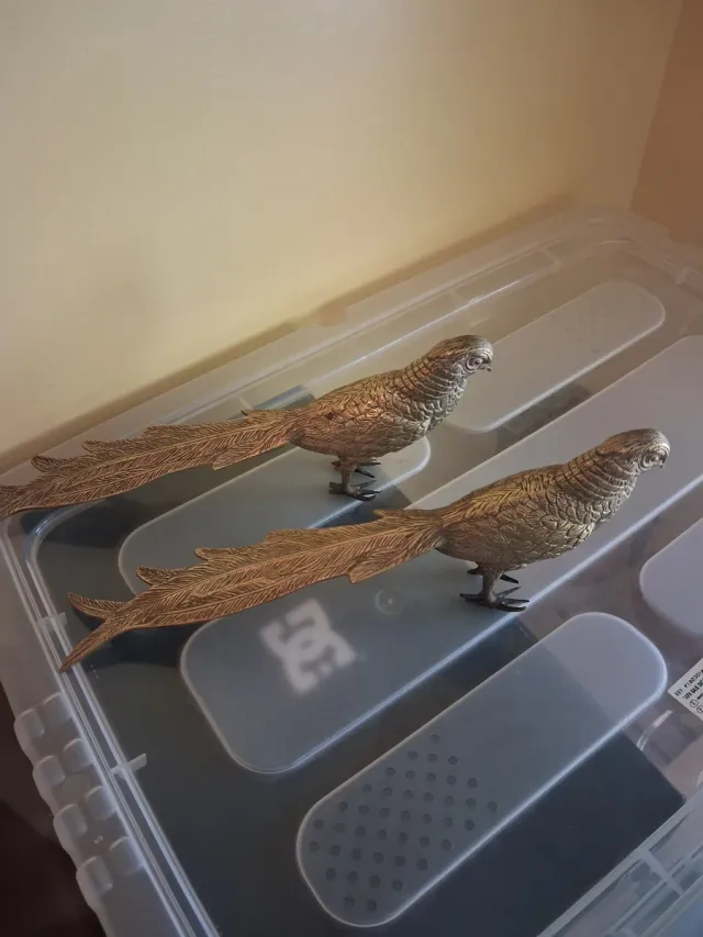 Pareja pájaros bronce vintage