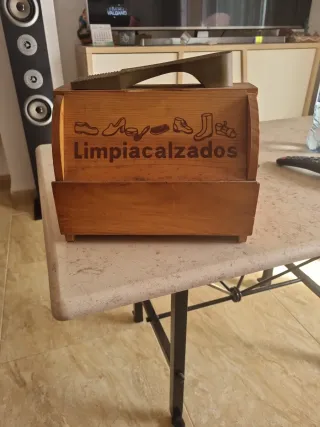 Caja Limpiacalzados Antigua Madera