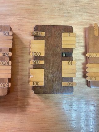 4 contatori per carte Bezique in legno