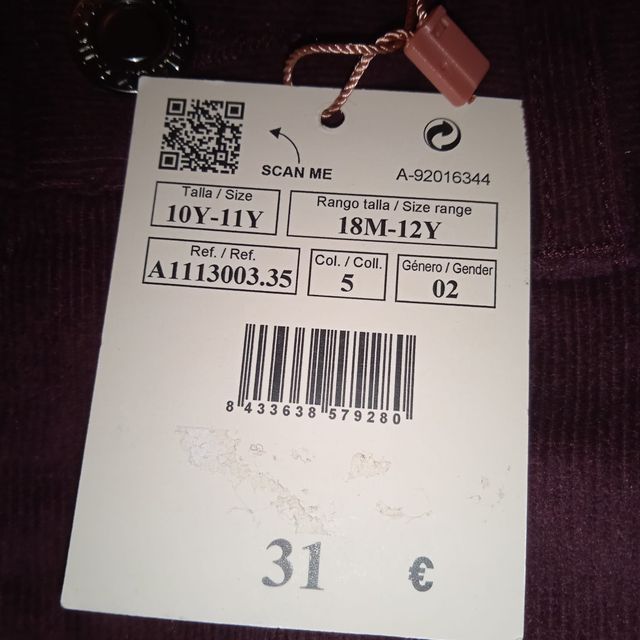 Vaquero de Lino Granate Neck Neck 10-11 Años