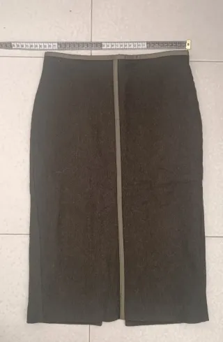 Falda Lana Mango Talla 36 Verde Oscuro, con forro