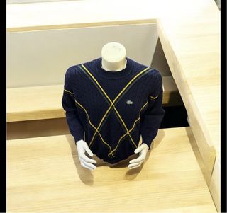 Jersey Trenzado Lacoste 100% Lana Azul Marino