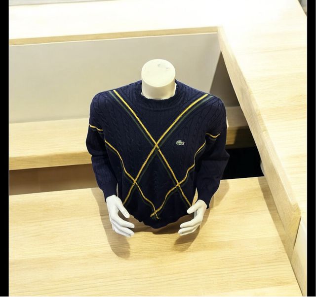 Jersey Trenzado Lacoste 100% Lana Azul Marino