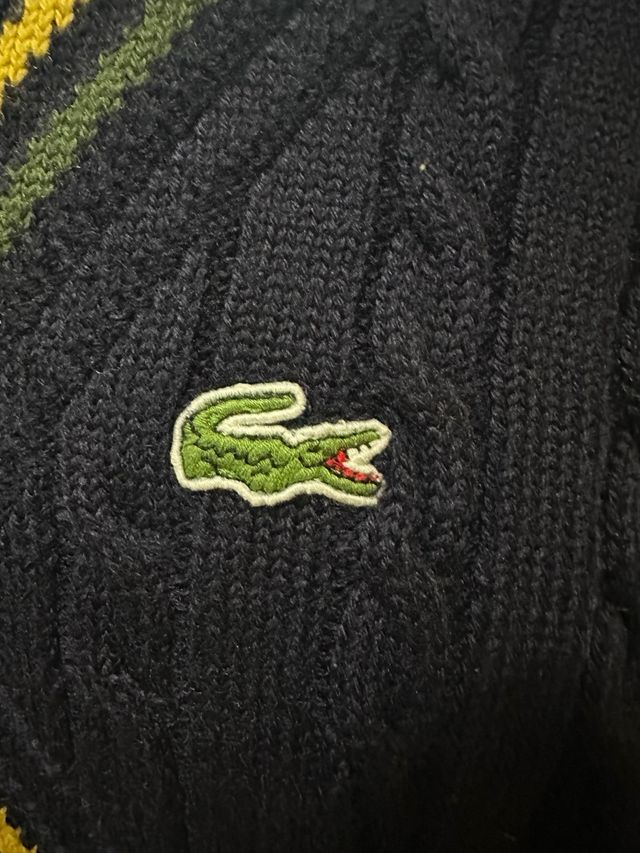 Jersey Trenzado Lacoste 100% Lana Azul Marino