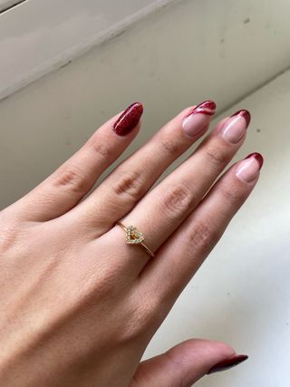 Anillo Mujer Corazón Azul y Dorado