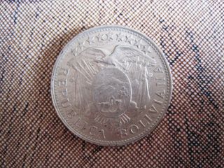 1/2 Boliviano Bolivia moneda de plata.
