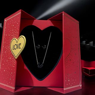 Conjunto Joyas Cisne Caja Corazón Roja