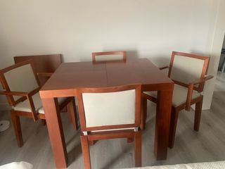 Mesa comedor extensible + 6 sillas madera maciza