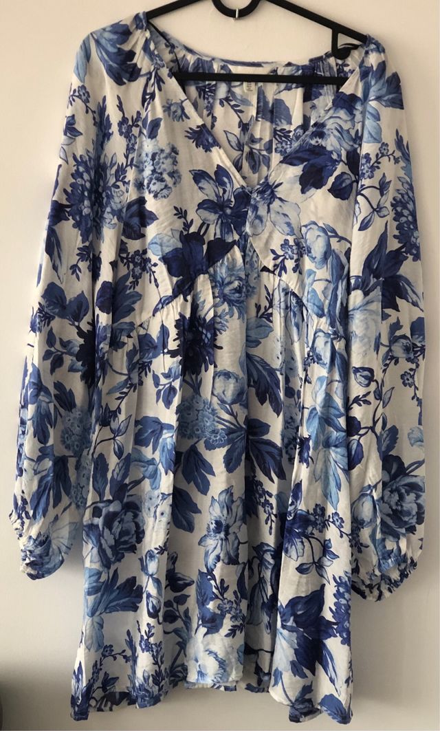 Abito floreale blu e bianco H&M