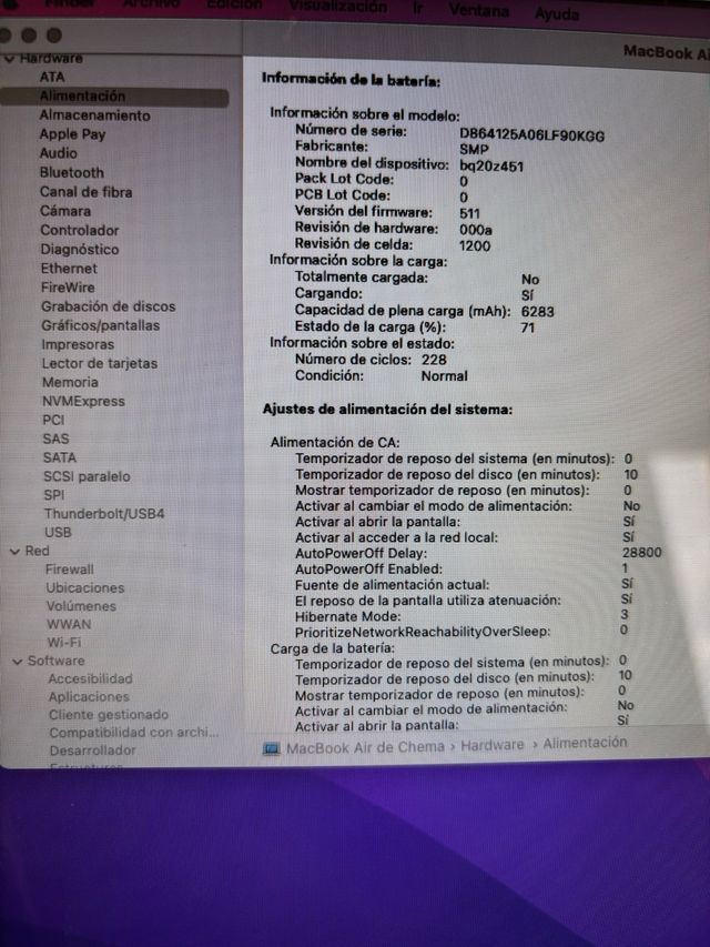 MacBook Air 2017 Batería Nueva Plata