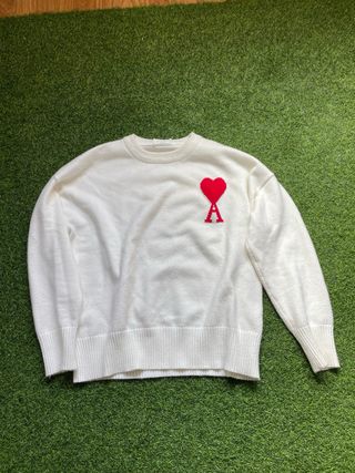 Jersey Ami Paris Blanco Corazón Rojo