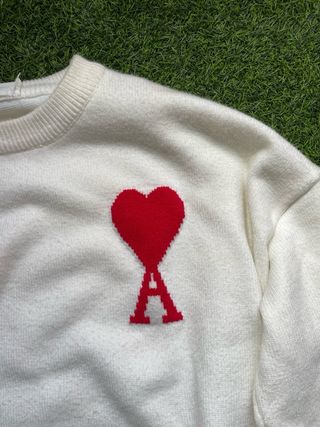 Jersey Ami Paris Blanco Corazón Rojo