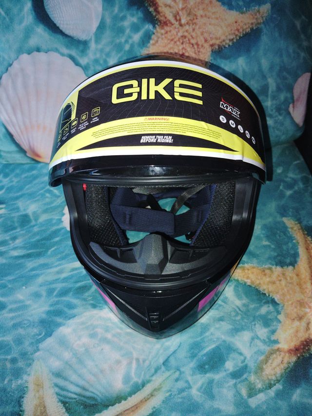 Casco Moto QKE Negro y Rosa