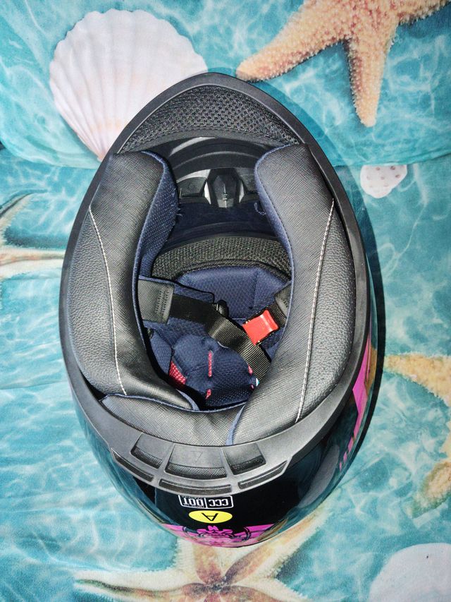 Casco Moto QKE Negro y Rosa