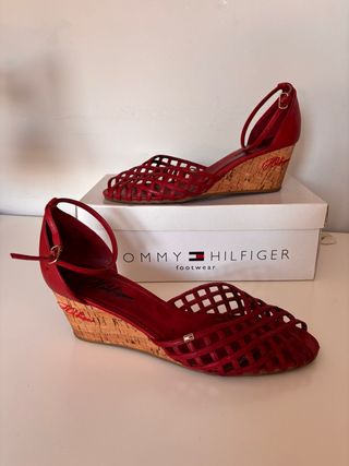 Sandalias Cuña Tommy Hilfiger Rojas