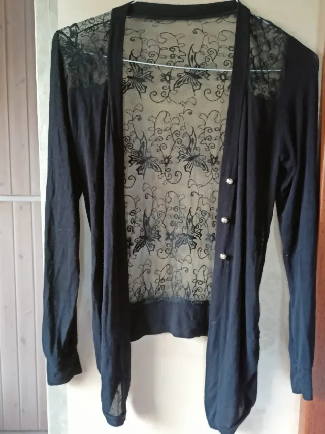 Cardigan donna pizzo nero