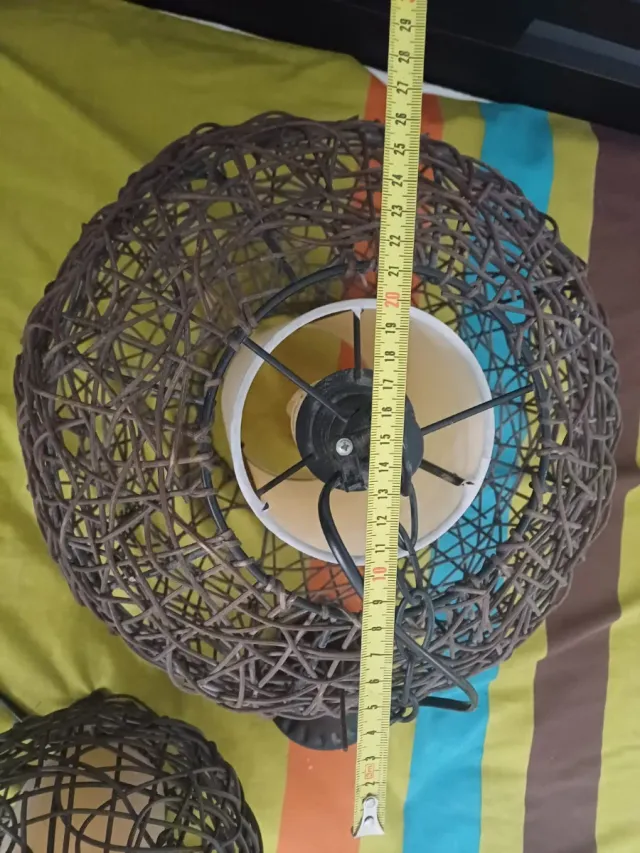 Juego 3 Lámparas Mimbre y Metal