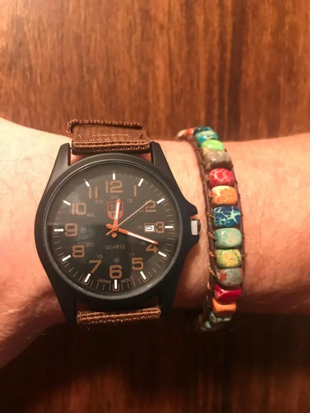 Orologio da polso cinturino tessuto cioccolato