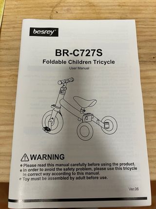 Triciclo Infantil 3 en 1 Rosa