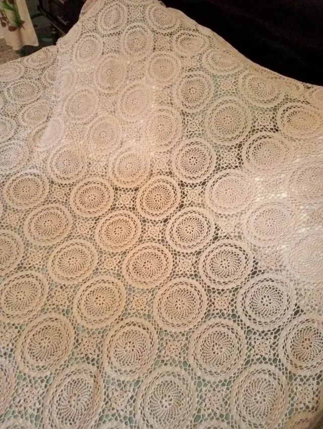 Colcha Crochet Beige 1,35.