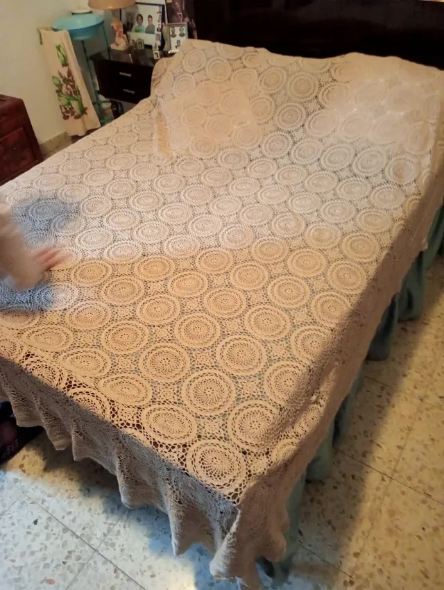 Colcha Crochet Beige 1,35.