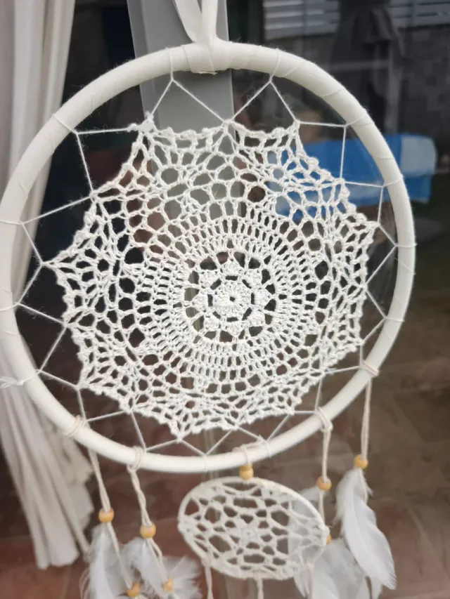 Atrapasueños blanco tejido