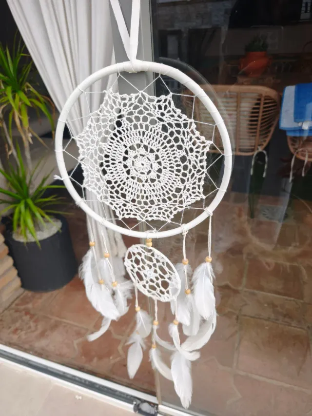 Atrapasueños blanco tejido