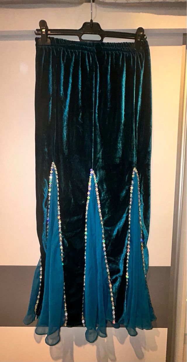 Falda danza oriental verde/petróleo.