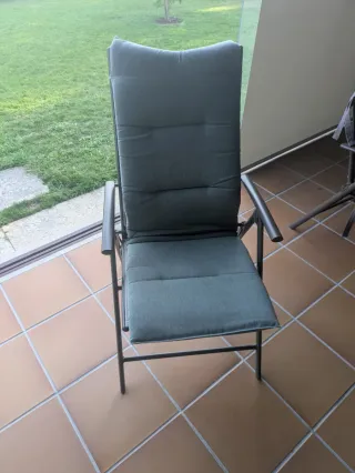 Mesa extensible aluminio/cristal + 6 sillas