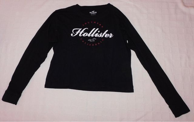 Camiseta Hollister Negra Manga Larga