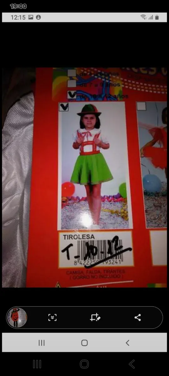 Disfraz Tirolesa Niña Talla 7-10 Años