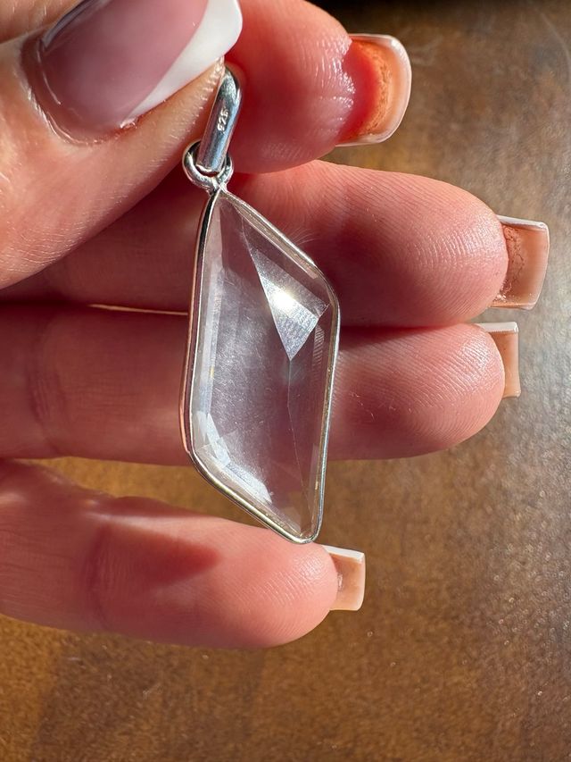 Colgante Plata y Cuarzo Rosa