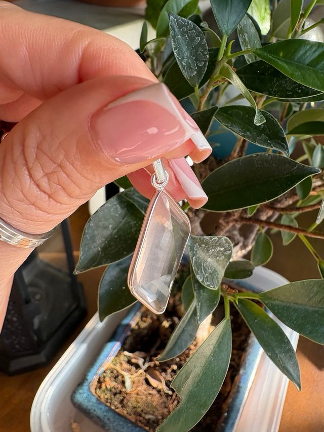 Colgante Plata y Cuarzo Rosa