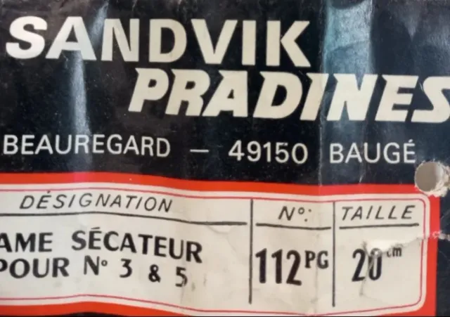 Hoja Tijera Podar Sandvik Pradines Made in France